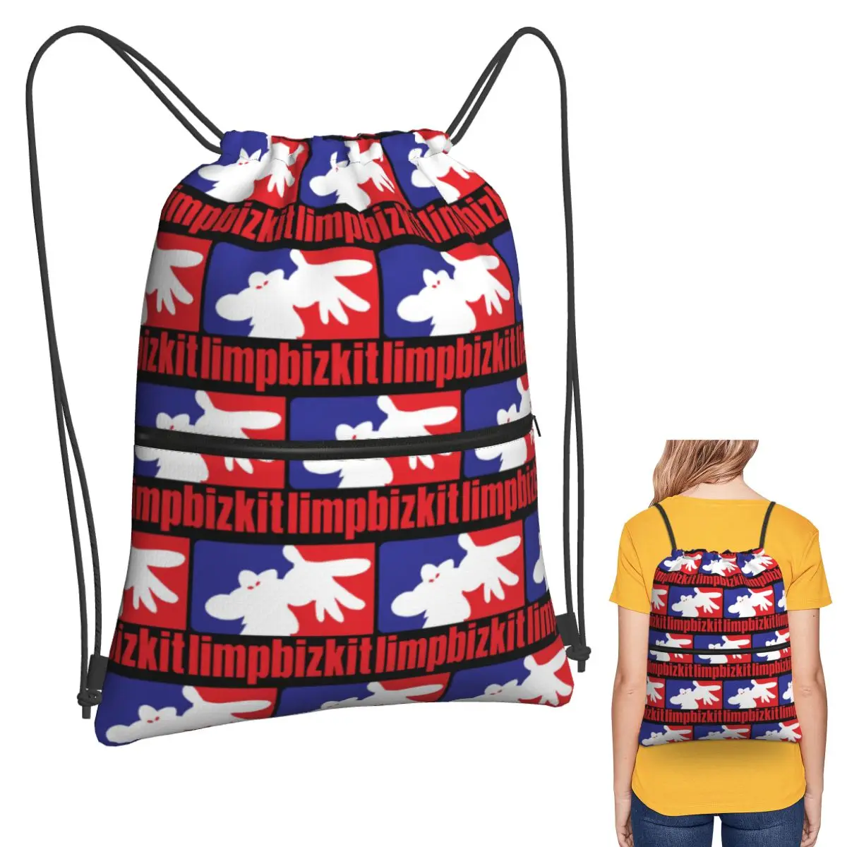 

Limp Bizkit Backpacks Casual Drawstring Bundle Pocket Sports Bag Book Bags for Travel School