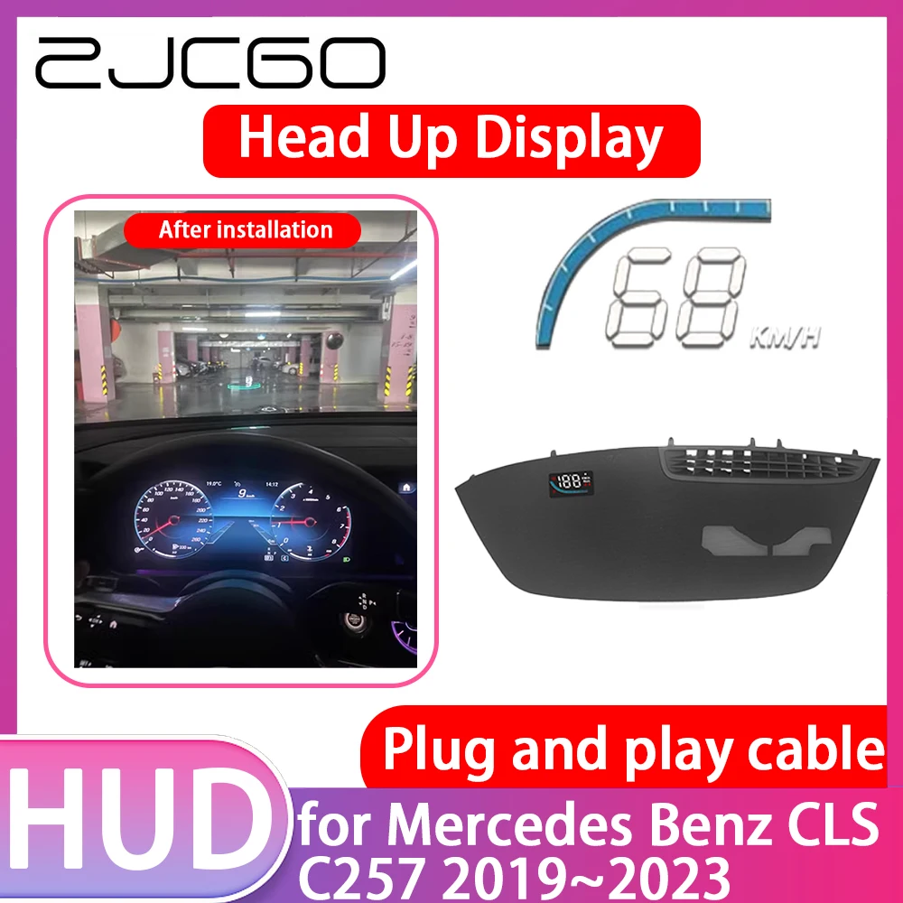 ZJCGO Car Special Hidden HUD Head Up Display Speedometer Speed Projector Alarm for Mercedes Benz CLS C257 2019~2023