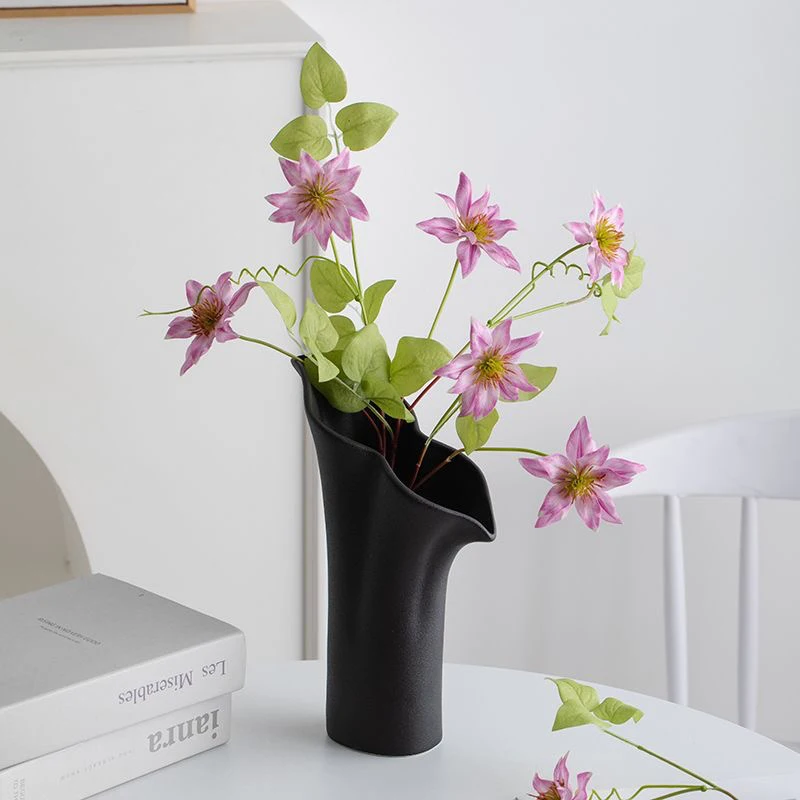 Nordic Ceramic Black/White Irregular Shape Vase Home Dining Table Living Room Bedroom Office Tabletop Decoration Flower Ware 1Pc