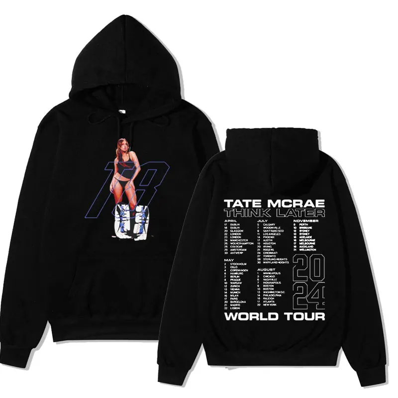 

Rapper Tate Mcrae The Think Later World Tour 2024 Hoodie Men's Women Hip Hop Fashion Harajuku Hooded Sweatshirts Y2k Streetwear