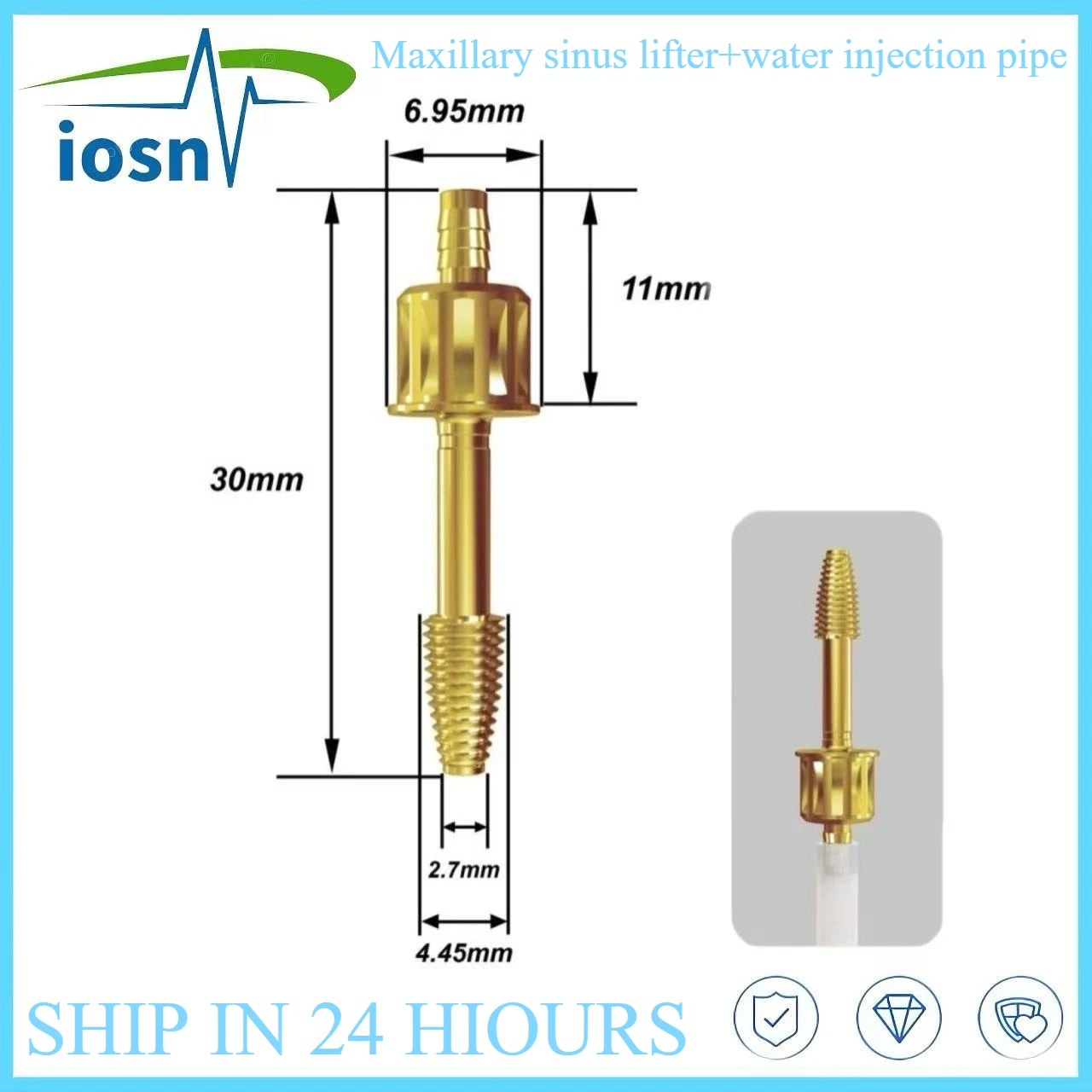 

Dental Maxillary Sinus Lift Membrane Water Rising Hydraulic Lifter Aqua Tip Water Pipe Leak-Proof Seal Crestal Guide Drill 1Set