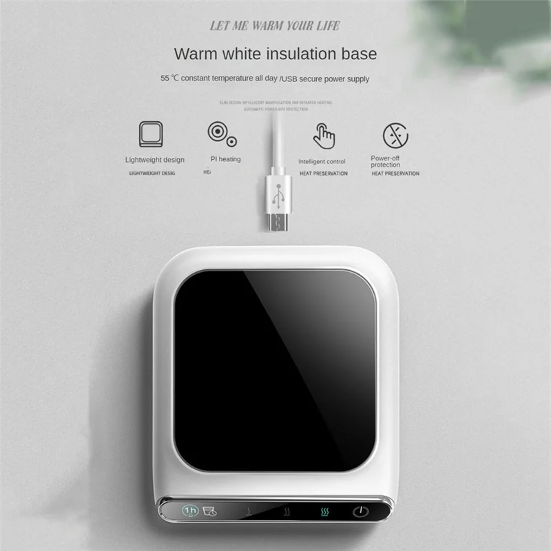 AC52-Portable Heating Cup Pad Coffee Mug Warmers USB Warmer For Office Desk Electric Beverage Warmer For Tea Water Milk Easy To