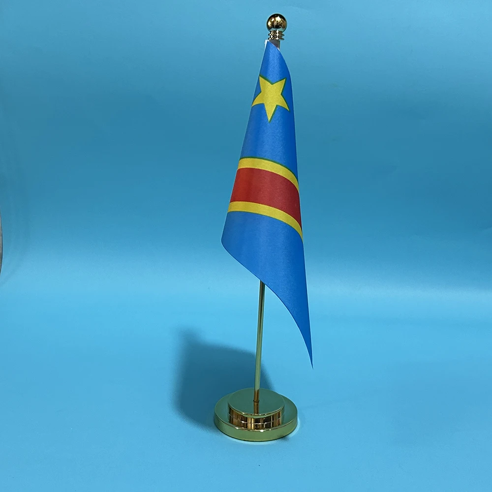 Office Desk Flag of Congo Flag 14x21cm Polyester Congo National Flag Desk Ornaments Flags