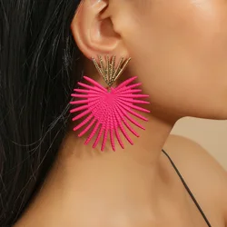 Exaggerated Multicolor Enamel Earrings for Women Hip Hop Fashionable Large Size Metal Earring Accessories Wholesale