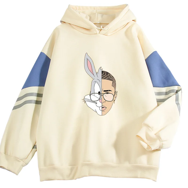 

2021 New Bad Bunny Hoodies Sweatshirts Men/Women Popular logo sticker Streetwear Fashion Casual Loose Pullovers Hip Hop Hoodie