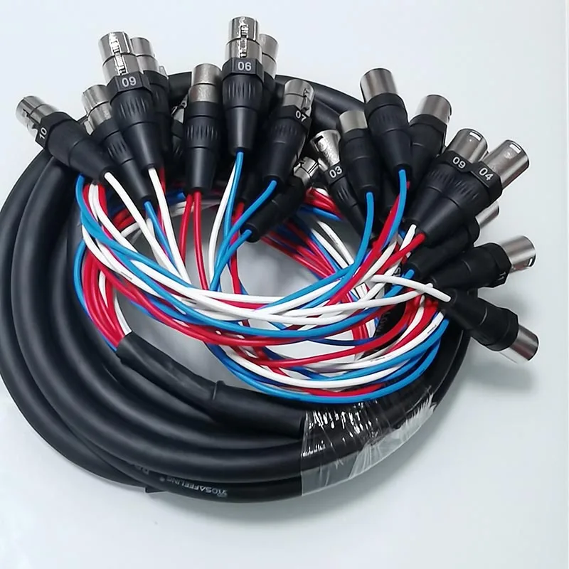 12 Channel XLR Snake Cable - Pro Audio Snake for Live, Recording Studios, and Gigs-Patch, Amp, Mixer Audio Interface