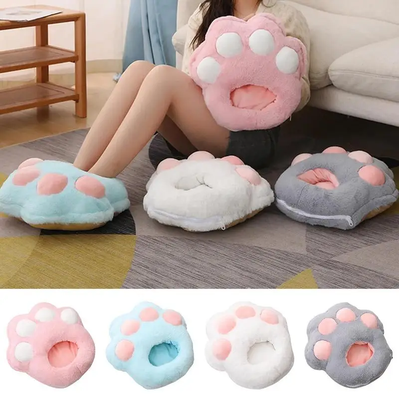 USB Foot Warmer Heated Foot Warmer Cute USB Heating Pad Cat Paw Feet Warmers 3-speed Temperatures Plush Warm Shoes For Travel