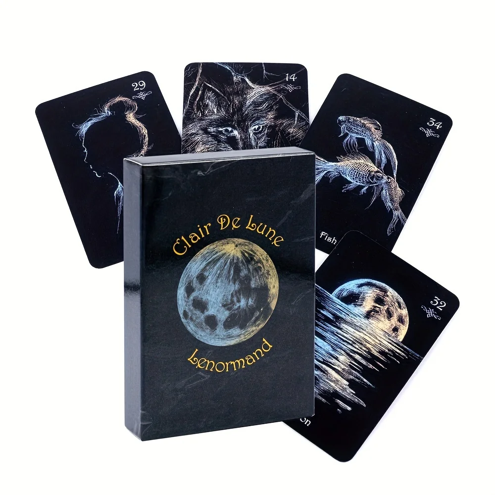 

38 Pcs Clair de Lune Lenormand Oracle Cards Deck Tarot Divination Game Fortune Telling Oracle Cards for Beginners