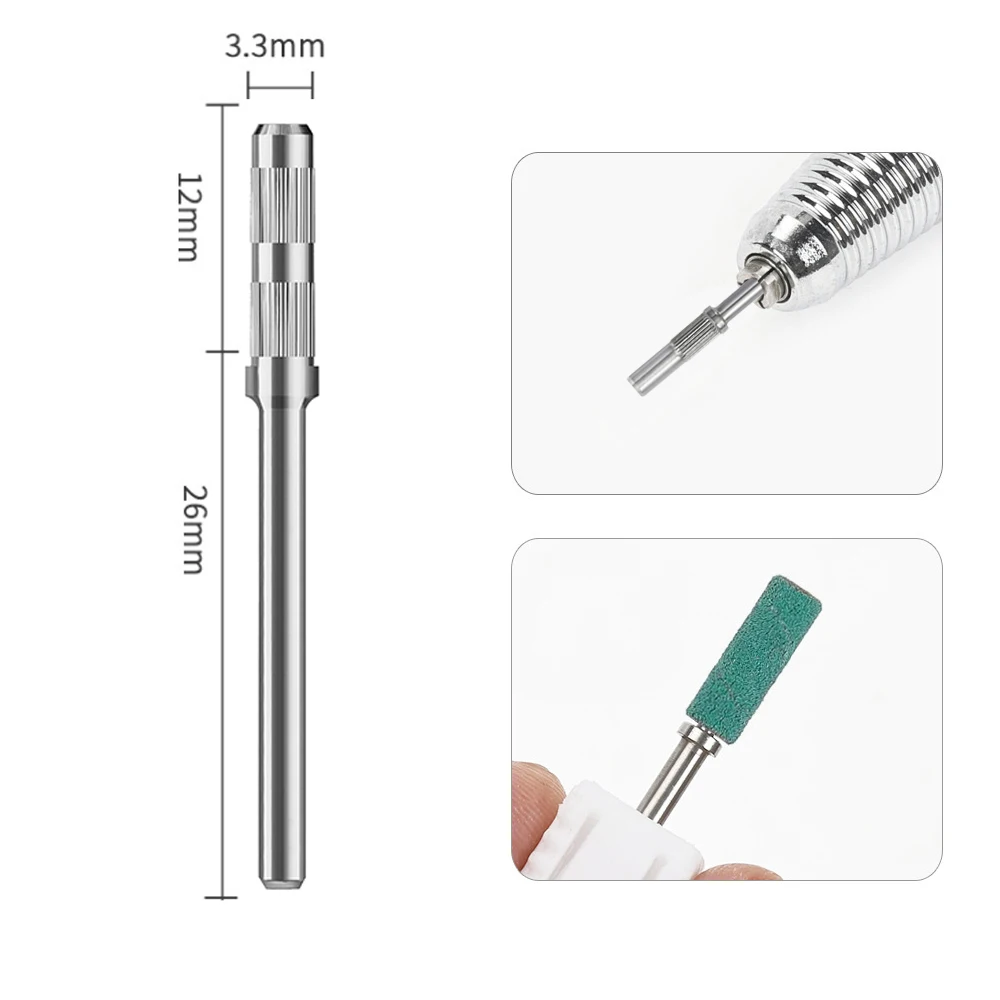 5pcs 3mm Mandrel Bit For Nails Stainless Steel Sanding Bands For Manicure Sandpaper Ring Holder 3/32 Nail Drill Accessories