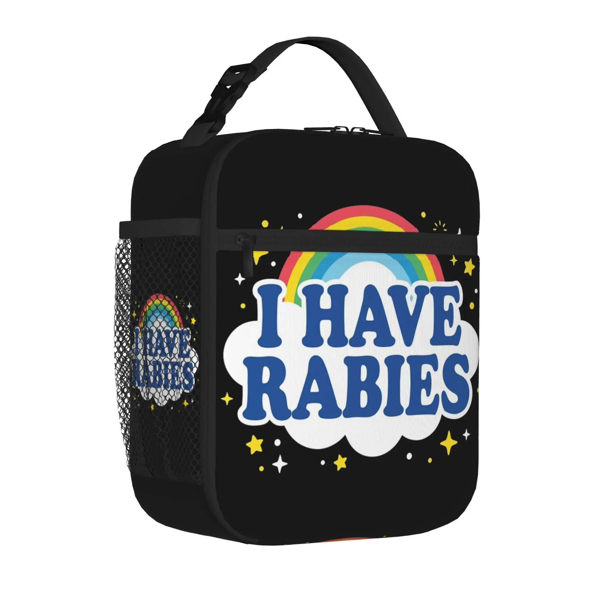 I Have Rabies Funny Animal Meme Tote Insulated Lunch Bag  Handheld Food Bags Reusable Cooler Thermal Picnic Spacious Bento Box