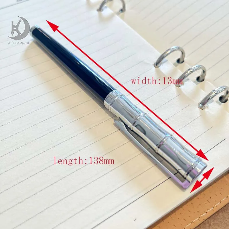 Baoer 10 Werbegeschenk Hochwertiger Kugelschreiber im Bambus-Design aus Silber-Schwarz-Metall, Einzigartiges Design für Männer & Frauen – Detail 5