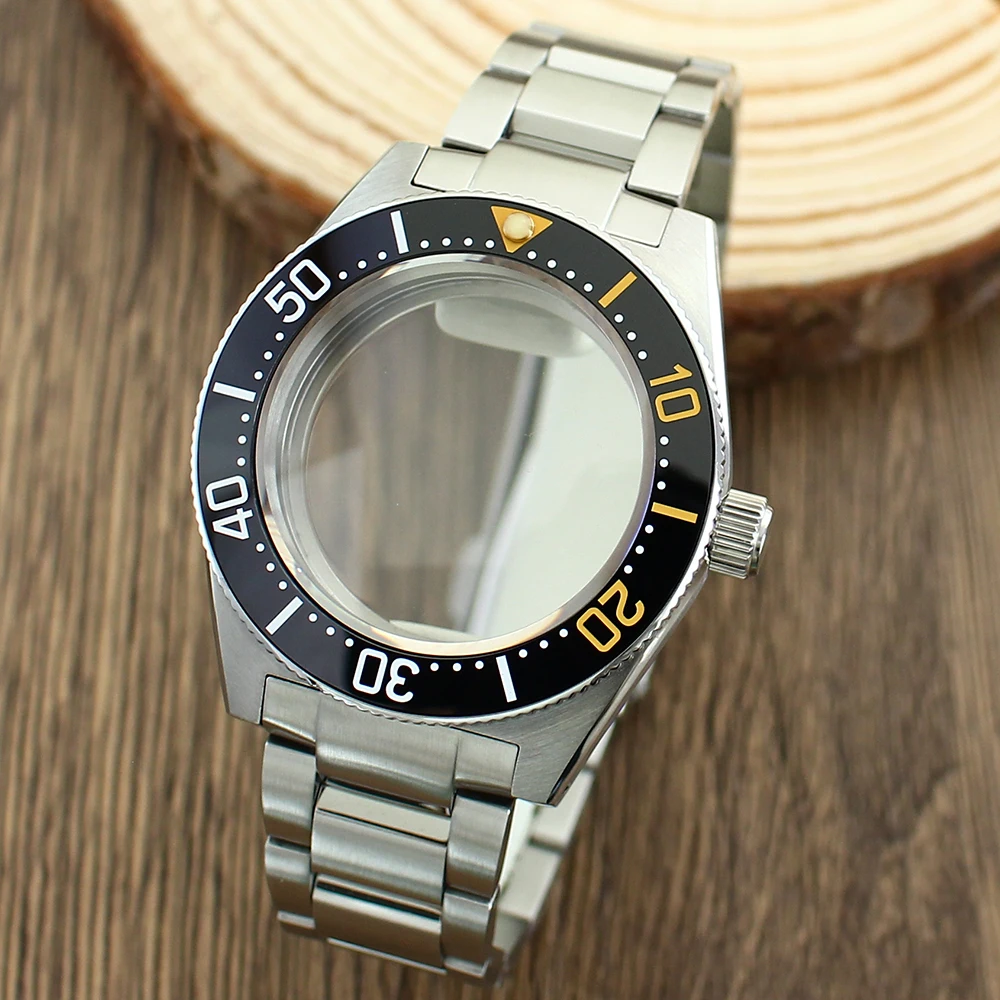 

40mm Diving Watch Case with Steel Bracelet And Sapphire Crystal for NH35 NH36 NH70 4R35 Movt SPB143J1/SPB253J1 Tiger Whale Mods