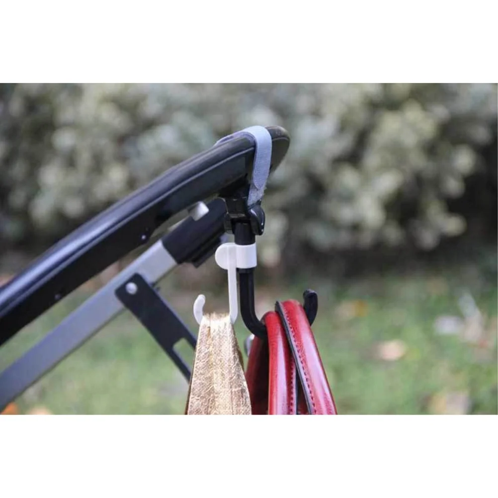 Ganchos para cochecito de bebé, Clips de bucle, correa ajustable, transporte de pañales, comestibles, silla de ruedas, colgador de Buggy, negro y gris, 2 uds.