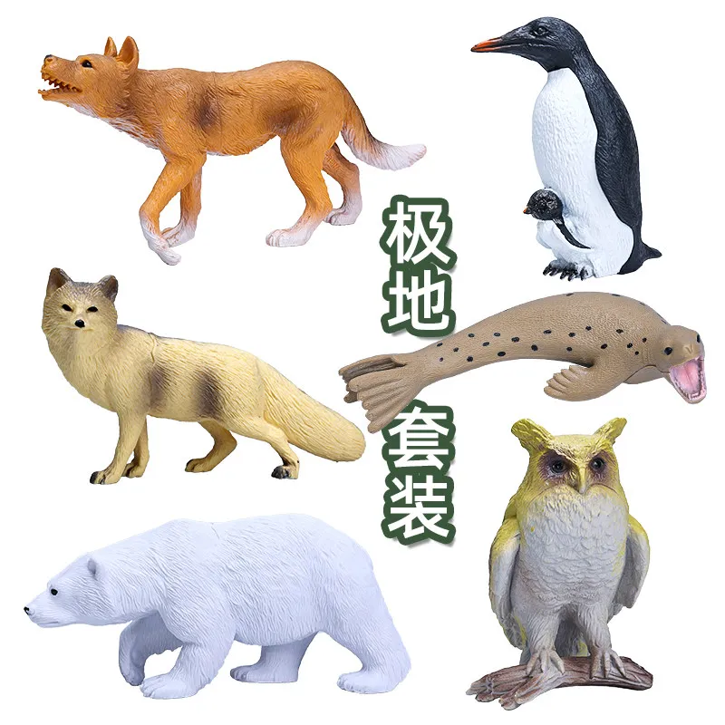 Simulatie Polar Animal Model Kinderen Educatief Verlichting Nepbont Wildlife Insect Marine Octopus Bee Poppen 6 stk/partij