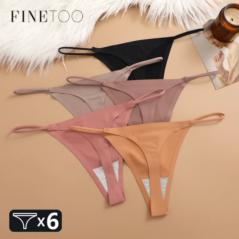 6PCS Frauen Nahtlose Thongs Eis Seide G-string Sexy Low Taille Atmungs Bikini Unterwäsche Weibliche Spurlose Einfarbig Dessous