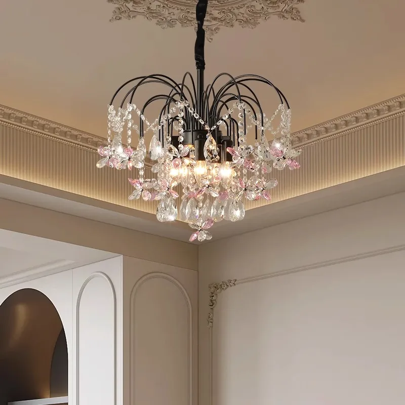 

French retro bedroom chandelier, four leaf flower restaurant, girls' room, cloakroom, Nanyang style study, crystal chandelier