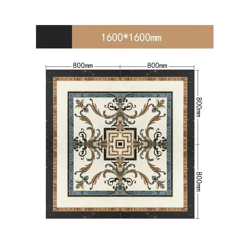Ready Stock Gold-Plated Porcelain Carpet Tile Asian Waterjet Floor Medallion for Entryway Hall Foyer Hotel Villa Lobby