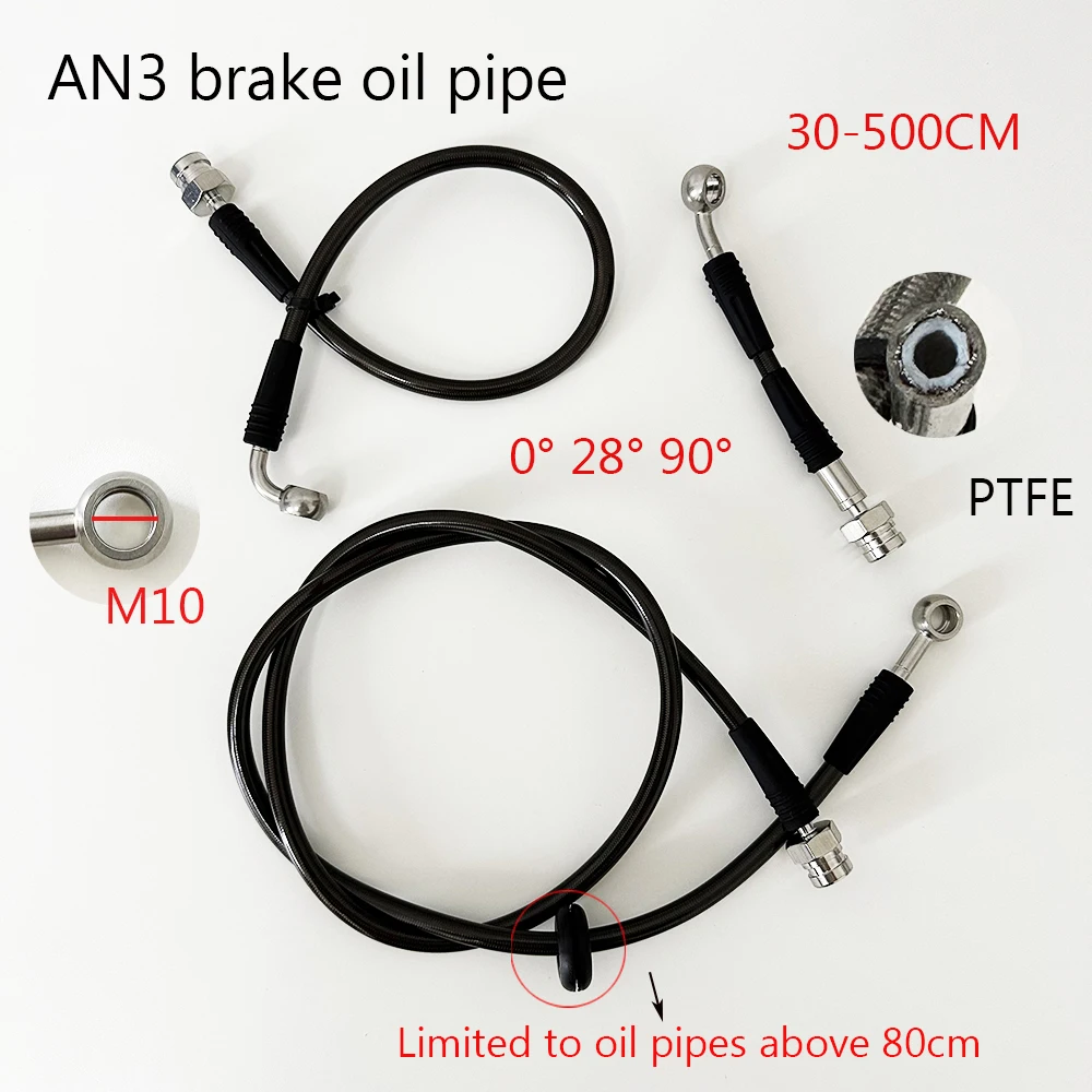 

30-500CM Universal AN3 Female Stainless Braided Motorcycle Hydraulic Brake Hose Clutch Oil Line Tube For Racing Car0-28-90°