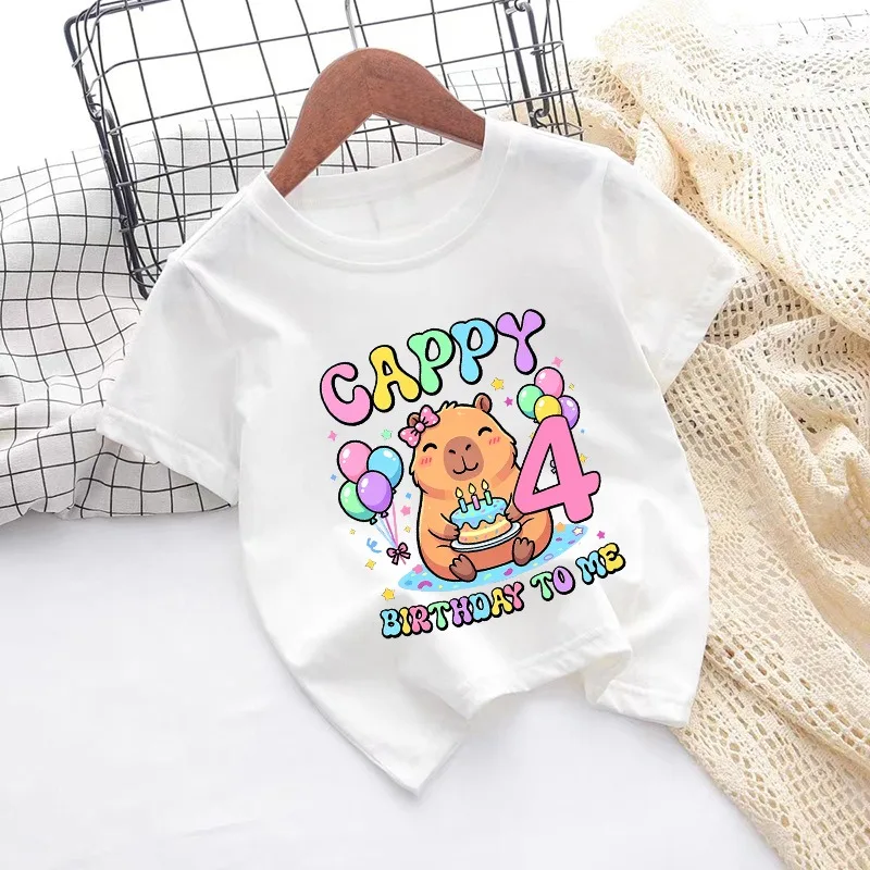 Capybara Boys Girls T-shirts Cartoon Anime Pattern Number 1-9 Printed T-Shirt Children Summer Comfortable Short Sleeve Gifts New
