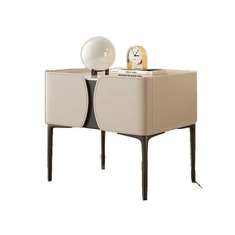 

Saddle skin rock slab solid wood personalized ins style simple modern simple small Internet celebrity bedside table hotel B & B