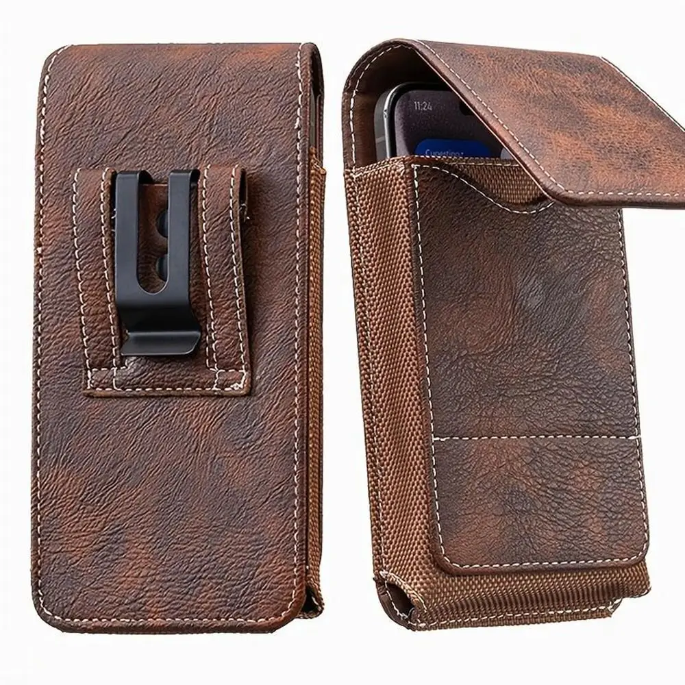 1Pcs PU Leather Phone Waist Pack Outdoor Camping Universal Waist Bag Phone Case 5-7inch Belt Hanging Pouch For Smartphone