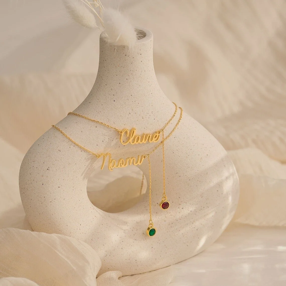 Collar personalizado con nombre de piedra natal para mujer, cadena de clavícula extendida de acero inoxidable, collar con placa con nombre personalizada, regalos de cumpleaños
