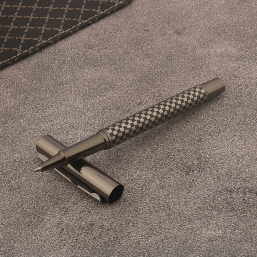 1pc metal Rollerball Pen Gun grey Grid Stationery Office school supplies Writing Gift ball point pens