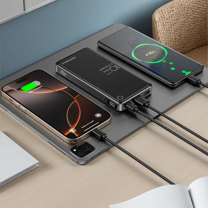 

Новый аккумулятор Power Bank со сверхбыстрой зарядкой 120 Вт, 100000 мАч, высокая емкость с цифровым дисплеем, Power Bank для Huawei Xiaomi Iphone