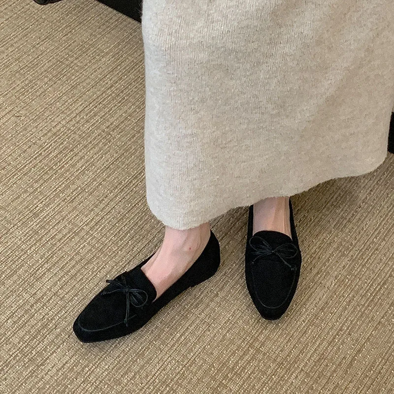 أحذية مسطحة للسيدات بمقدمة مستديرة مع أحذية نسائية ضحلة بعقدة على شكل فراشة أحذية بدون كعب جديدة في عام 2026 #5