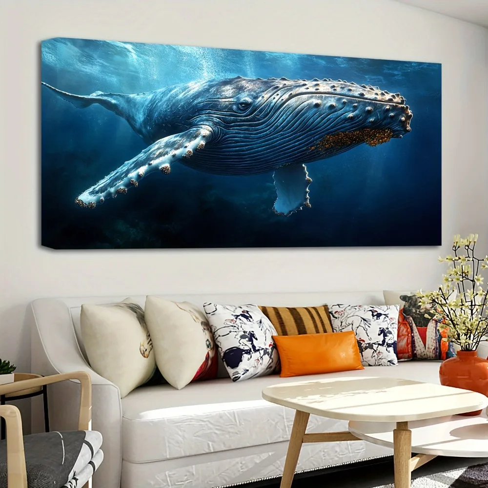 

Stunning humpback whale canvas art with 1.5 inch thick pine frame, coastal home decor, interior decor