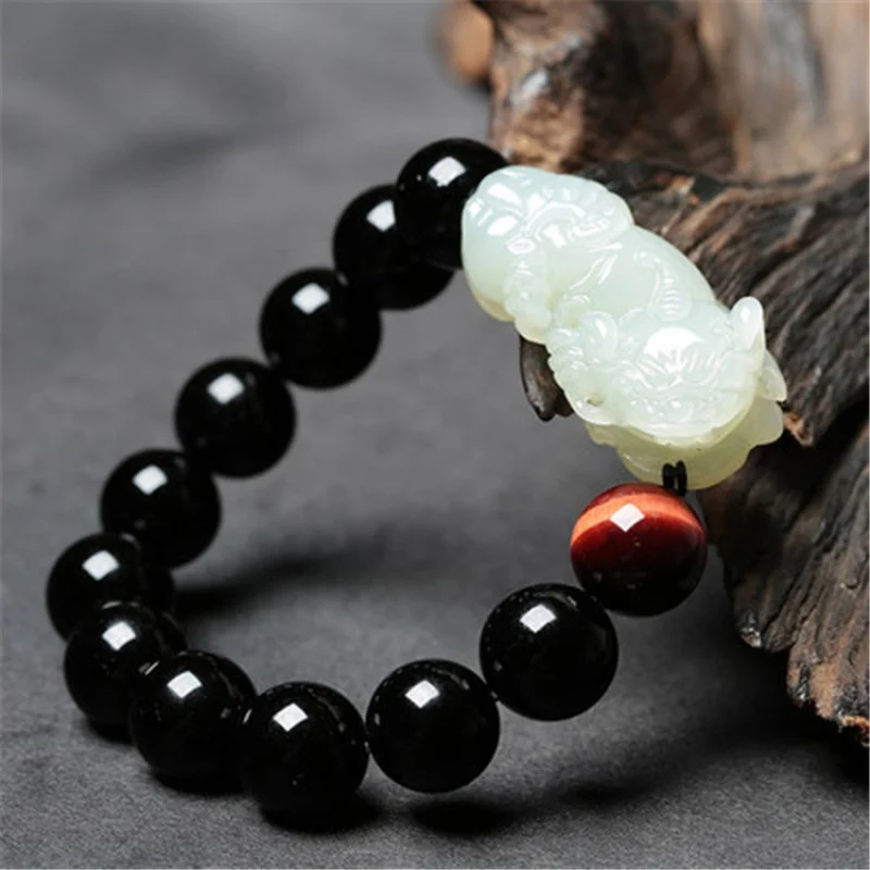 Hetian-Bracelet d'obsidienne pour femmes, bijoux diversifiés