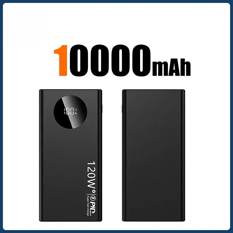 120W 10000mAh High Capacity Power Bank Fast Charging Powerbank Portable Battery Charger for IPhone Samsung Huawei 2025New