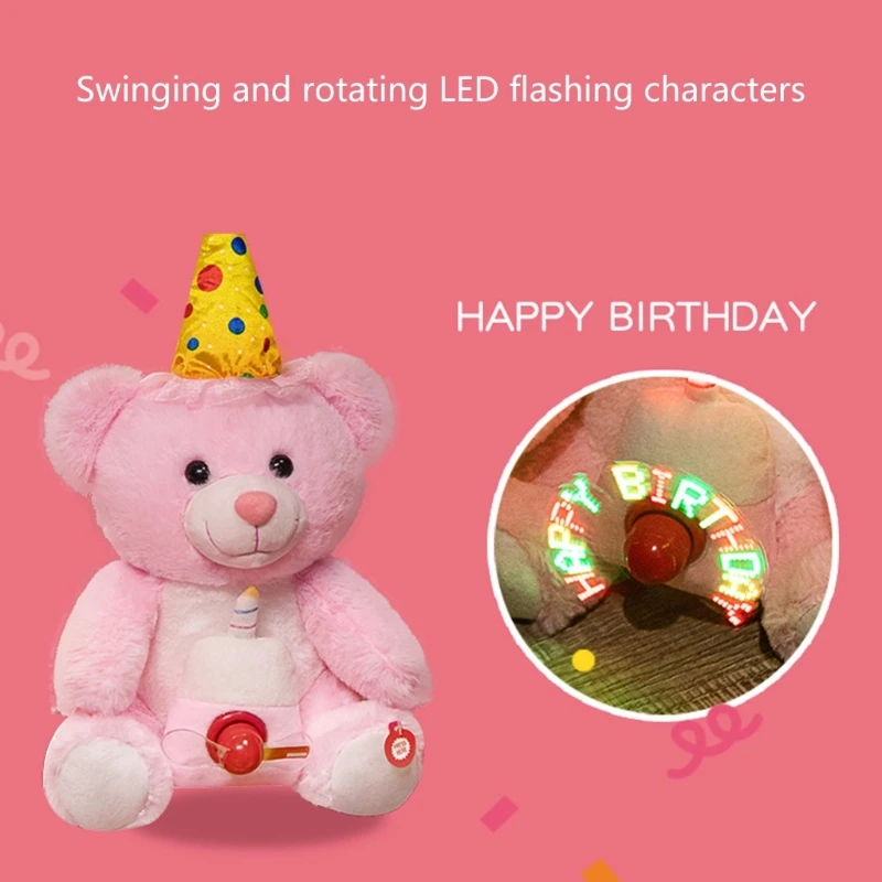 Dễ Thương Điện Gấu Sang Trọng Cuddly Hát LED Gấu Đồ Chơi Thú Nhồi Bông Búp Bê Bé Tương Tác Quà Tặng Quà Tặng Sinh Nhật Vui Vẻ