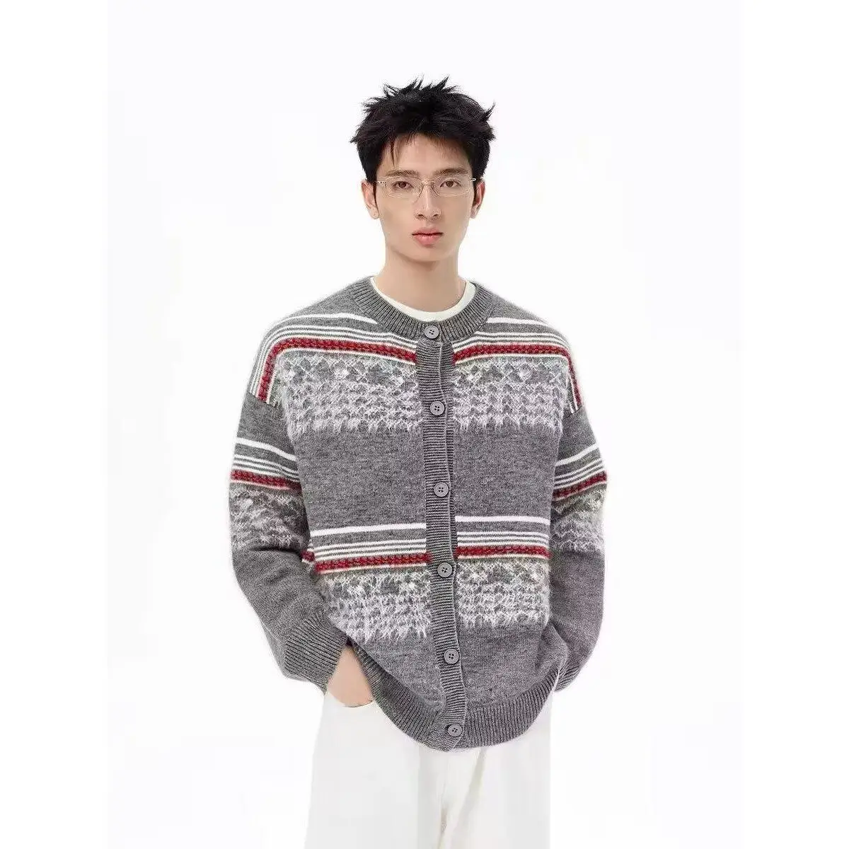 

Autumn New Sle Men's Knitted Sweater Jaet Loose Long Sve ort Cotton Yarn Ethnic Sle Open Cardigan Online irt