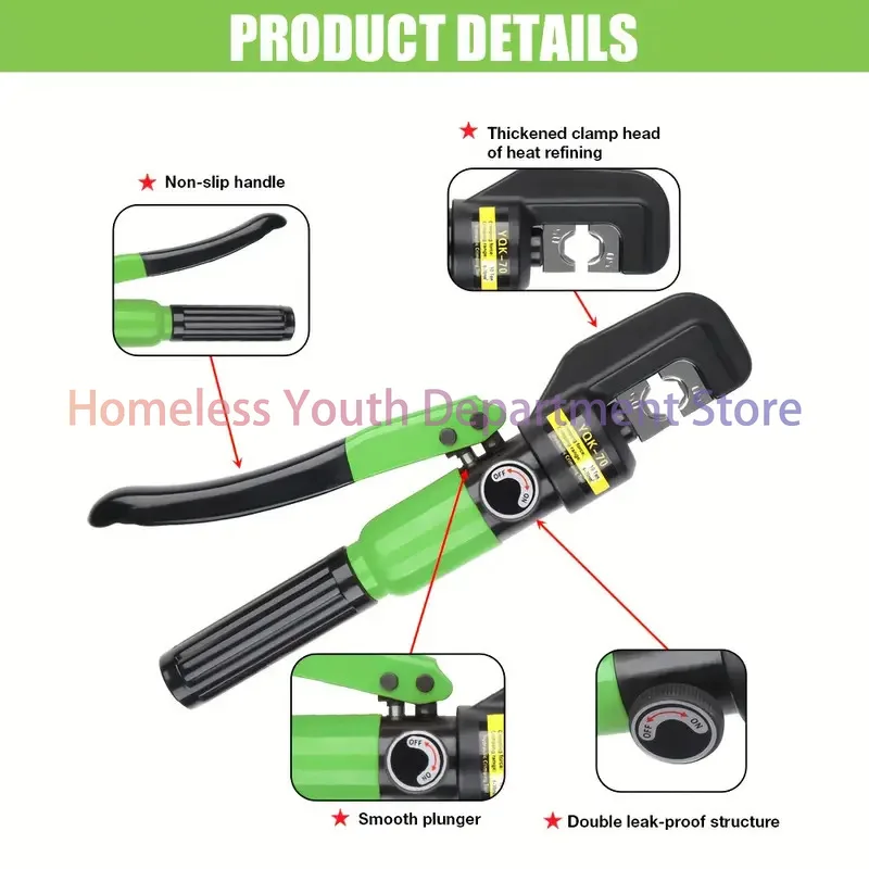 4-70mm² Hydraulic Press 4-6-8-10-16-25-35-50-70mm² Home Hydraulic Tools 10T Hydraulic Pliers DIY Cable Terminal Crimping Pliers.