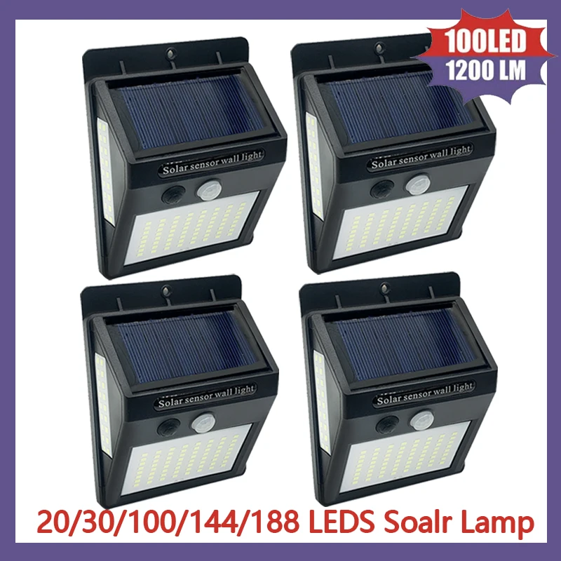 

180 144 LED Solar Light Outdoor Solar Lamp with Motion Sensor Solar LED Light Waterproof Sunlight Powered for Garden Decoration.