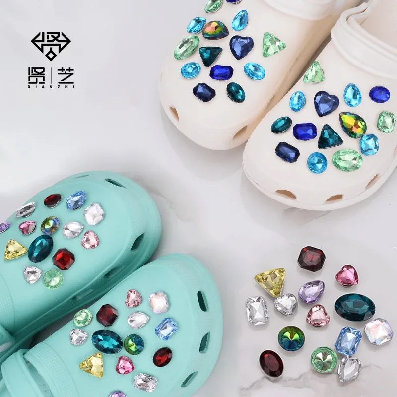 

Adornment for Clogs Sandals Colorful Rhinestones Bundle Charms for Crocs DIY Elegant Accessories Ins Popular Footwear Decoration