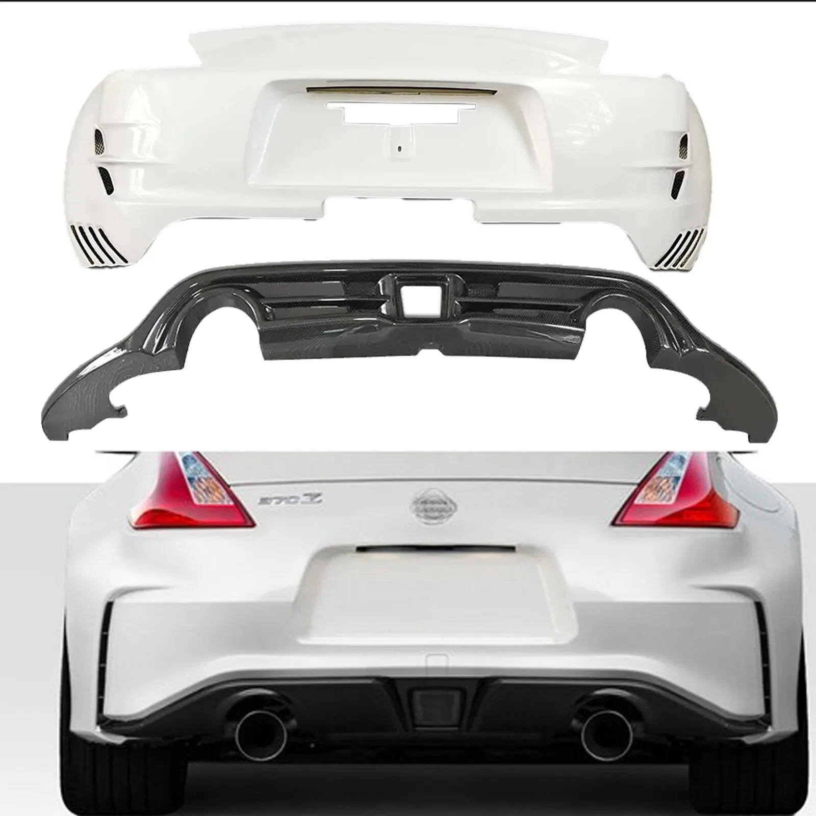 

Подходит для Nissan 370Z Z34 2009-2020 годов выпуска, комплект заднего бампера и спойлера в стиле VARIS ARISING-2