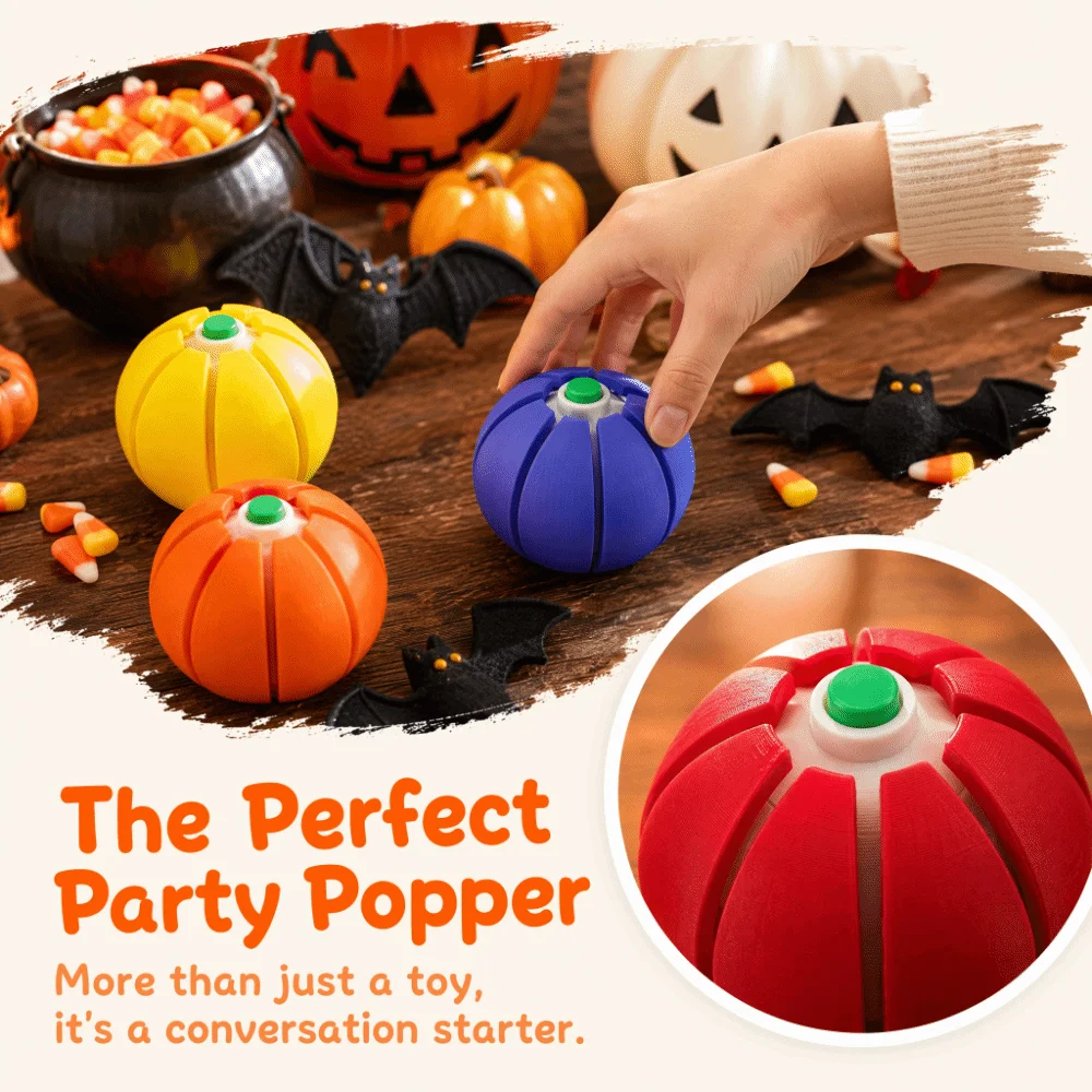 Pumpkin Shape Fidget Clicker Fruit Design Pressure Relief Stress Reliever Small Size Button Click Fruit Squeeze Small Presents