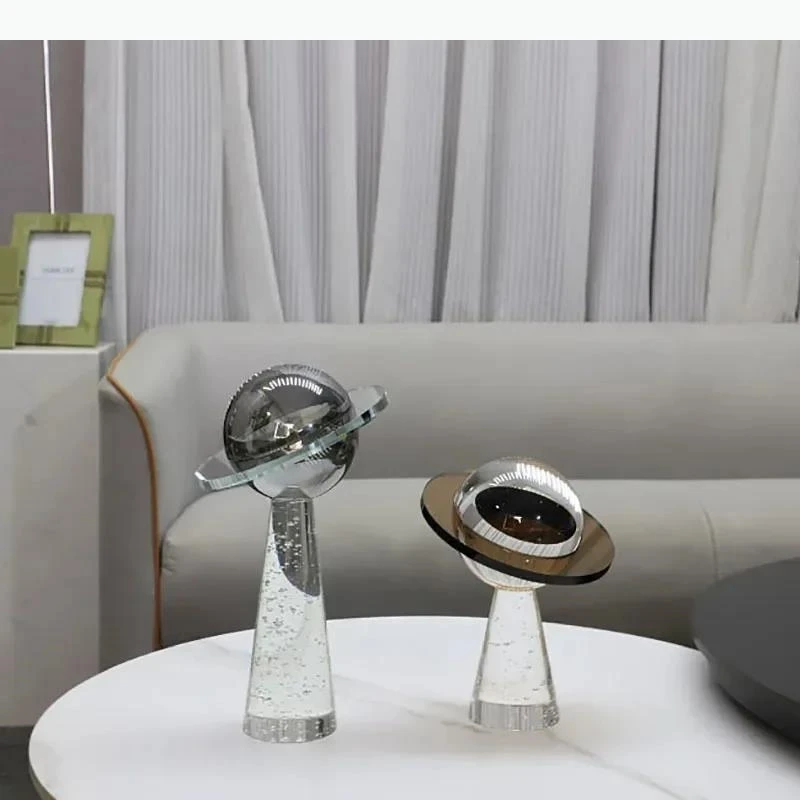 Transparent Bubble Planet Statue Desk Decoration Geometric Star Ring Sculpture Ornaments Room Aesthetic Decor