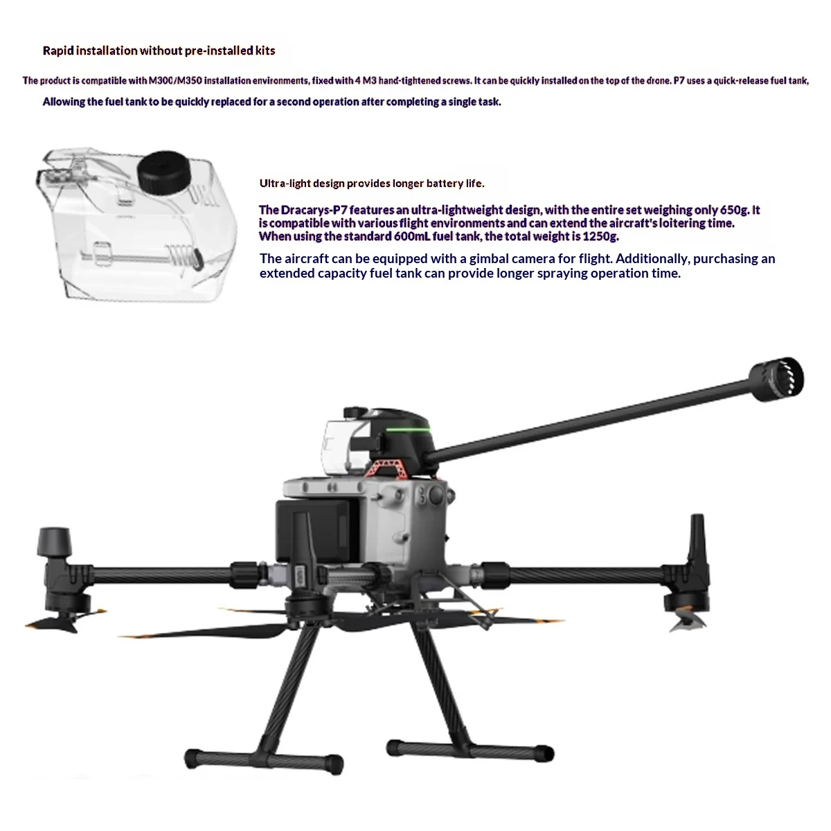 DJI M300/M350 Drone Flamethrower High-Altitude Obstacle Clearing Tool for Power Lines