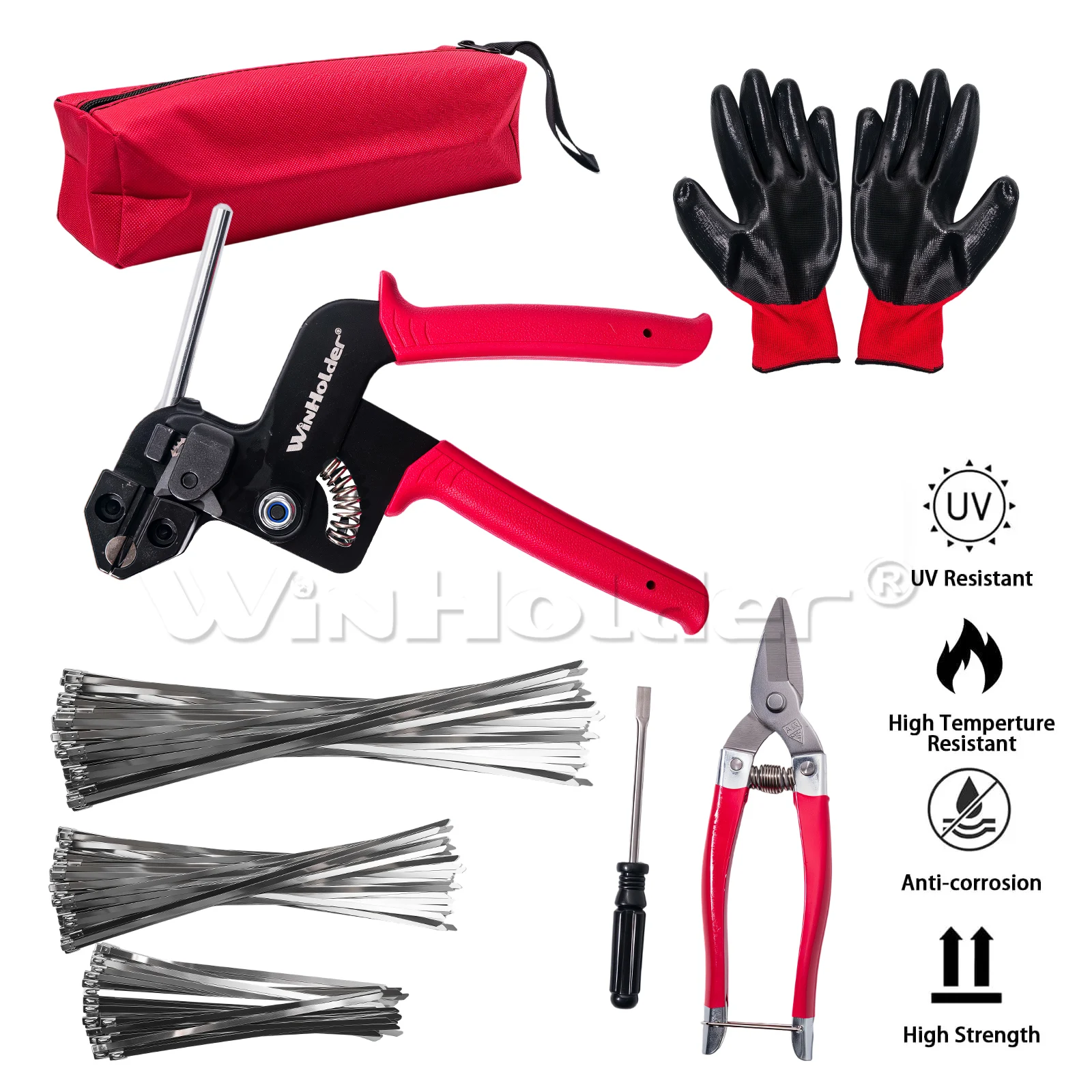 Cable Tie Tool Gun Stainless Steel Cable Tie Tool Repair With 150PCS Metal Zip Ties ﻿Ldeal For Securing Cables, Plumbing Pipes, Chain-Link Fences, Chicken Coops, Pet Cages, Automotive Exhaust Systems, And More