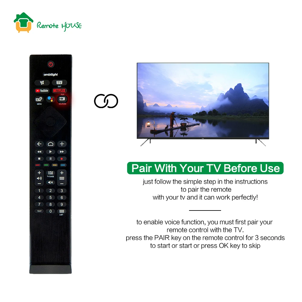 Ambilight Voice TV Remote Control For Philips 50PUS8506/12 8500 pus8506 Series 43PUS8506 58PUS8506 Android TV