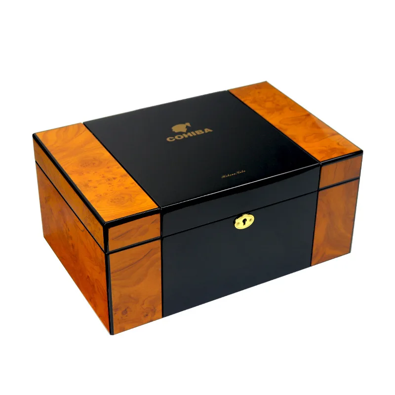 

Ciagar Storage Wooden Box with Humidifier Humidity Meter, Tobacco Storage Case, Cohiba Humidor, Large Capacity