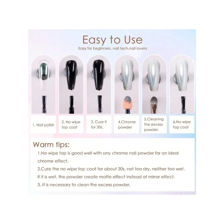 1 قطعة مسحوق أظافر كروم مرآة فلاش مرآة سحرية مسحوق مسمار الفن تلميع هلام الفن مسحوق مسمار الفن خلق لتقوم بها بنفسك 7 ألوان #6