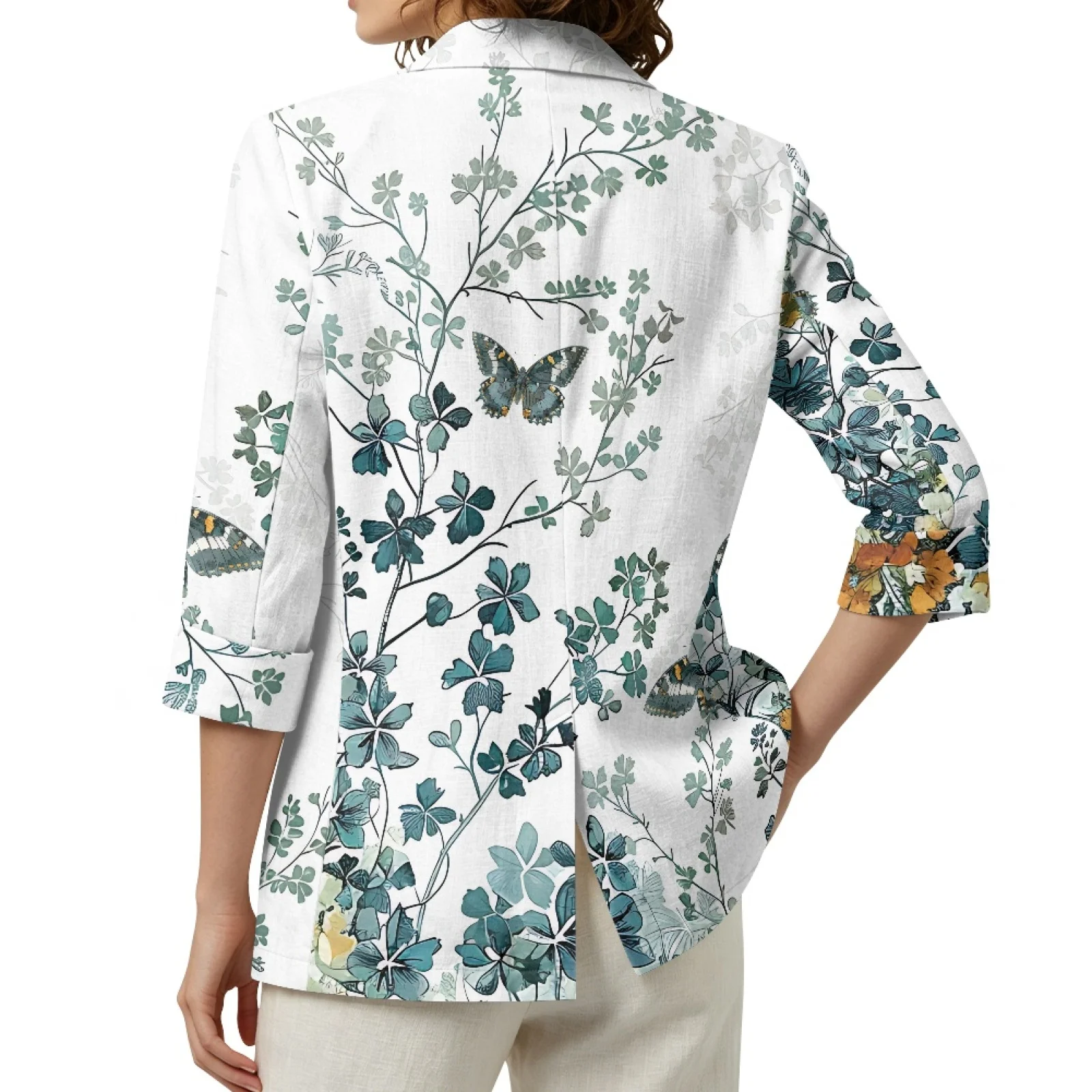 PENSTROLL Butterfly Linen Style Cardigan Coat Open Front Top for Women Loose Beach Cover Up