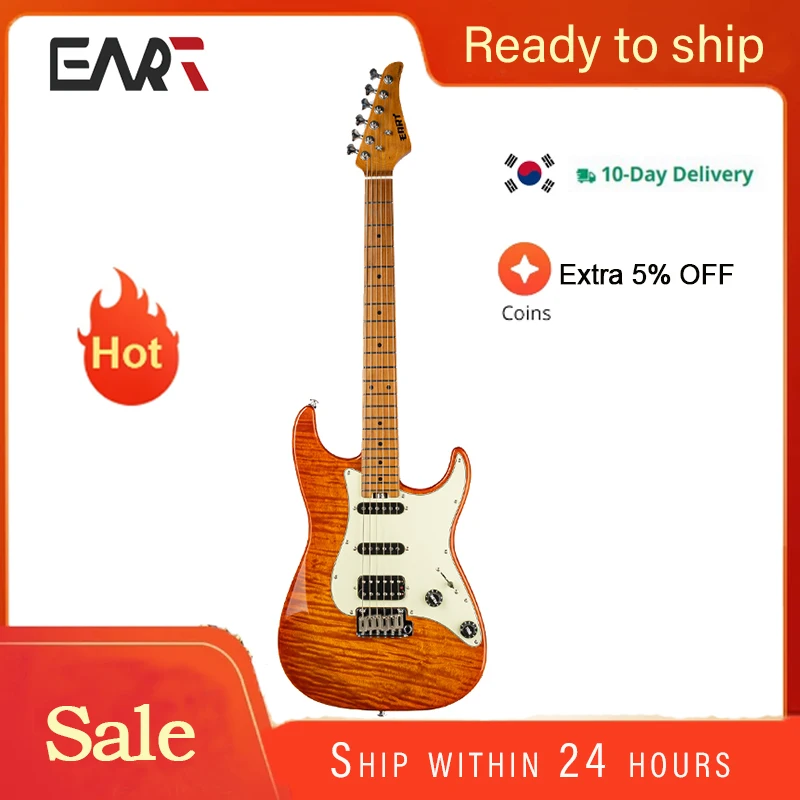 EART Electric Guitars NK-C3 Standard ALV HSS Set Pickups Stainless Steel 22F Fret Guitars
