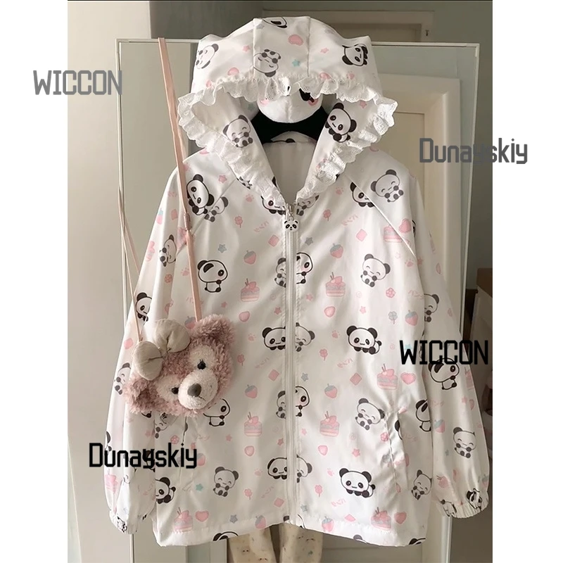 Jirai Kei Y2K kawaii نمط مائي الدب الياباني مقنعين ملابس واقية من الشمس الصيف طويلة الأكمام رقيقة ملابس واقية من الشمس