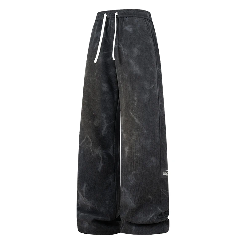2025 خريف شتاء جديد بلون فضفاض صالح تنوعا الرجال واسعة الساق سراويل تقليدية كسول نمط مستقيم الساق رياضي سراويل طويلة