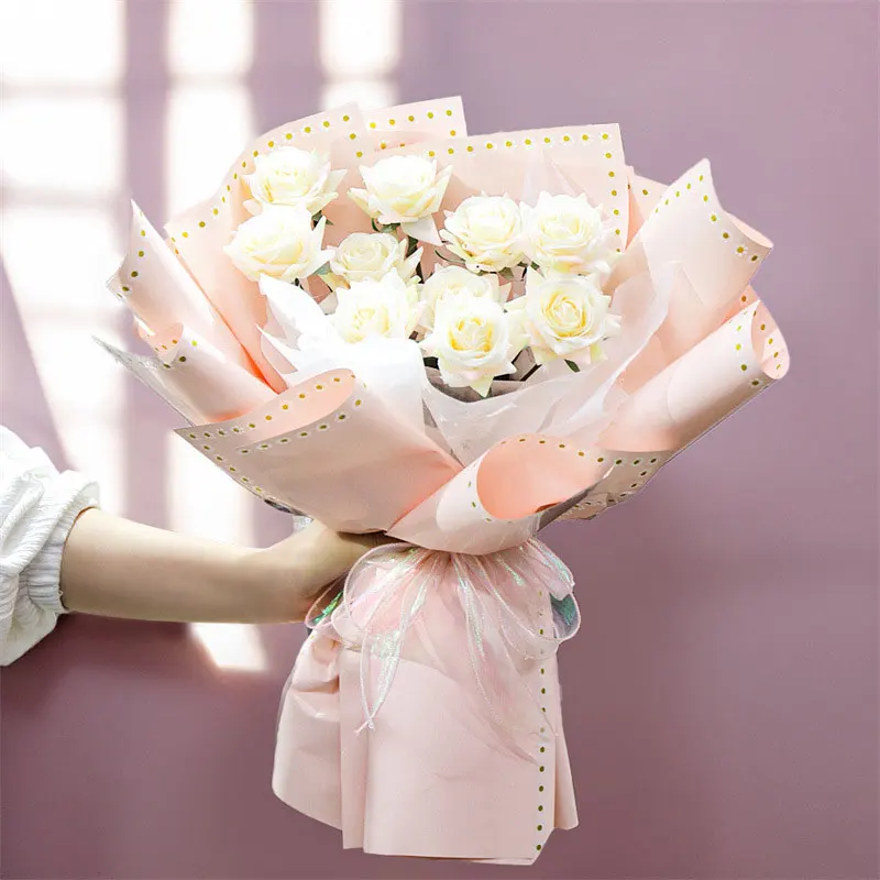 10pcs/Pack Flower Wrapping Paper Small Flower Korean Style Half Transparent Gift Packing Florist Bouquet Wrapping Material